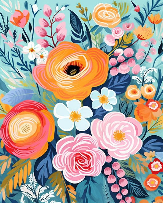 YarnMate Flowers Paint by Numbers Kit for Adults - Flowers Paint by Number on Canvas Without Frame, DIY Acrylic Painting for Gift Home Wall Decor (16x20 Inch) - color: MT21730