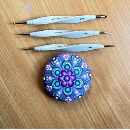 3 pc Stylus Set with Size Numbers - Dotting Tools - Happy Dotting Company - Dot Mandala Art - Very fine Stylus 0.5 to 5mm
