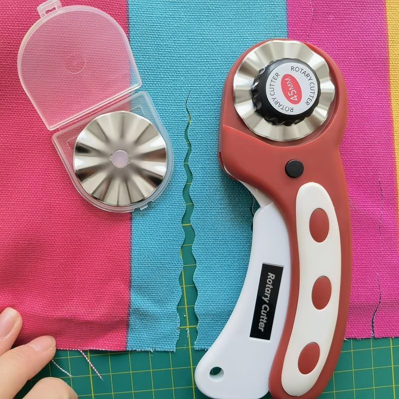 45mm Pinking Rotary Cutter Blades, Wavy Replacement Blade, Rotary Blades Refill 45mm,Fits Fiskars,OLFA,Martelli,Dremel,Truecut,DAFA,Paper Cutting Blades Refill for Quilting Scrapbooking Sewing,5 Pack - color: Silver Wavy (45mm 5pcs)