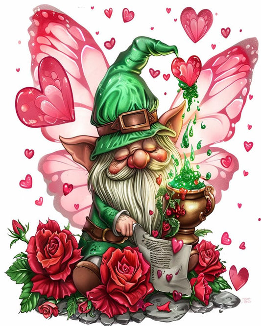 Rose Gnome Paint by Number for Valentine's Day Couples Butterfly Wing DIY Painting on Canvas with Brushes Acrylic Paints Lovers Decor Paint by Numbers for Adults Beginners 16x20 Inch（DIY Frame） - color: Artwork 04, size: 16''x20''(DIY frame)