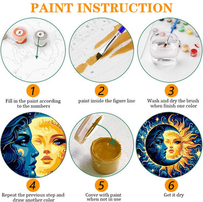 Axquilon 3 Packs Sun and Moon Paint by Numbers Kit for Adults 12x12in - color: 3 Pack Sun Moon