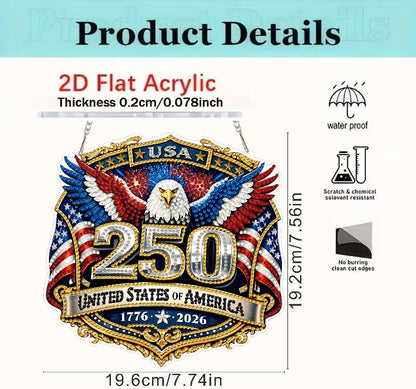 Lndependence Day Hanging Diamonds Art kit for Adult, USA 250th AnniversaryDIY Diamonds Painting Art Kit, Acrylic Diamonds Painting Suncatcher Board Kit Ornament, Special Crystal Diamond Hanging - color: DP03852