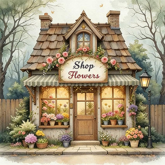 GEWOUVIN Flowers Shop Diamond Art Kits for Adults, Diamond Painting Kit Adults for Beginners, Round 5D DIY Dimond Art,Full Drill Painting Kit Art and Crafts for Adults Home Wall Decor【13.8x13.8inch】 - color: JW-111