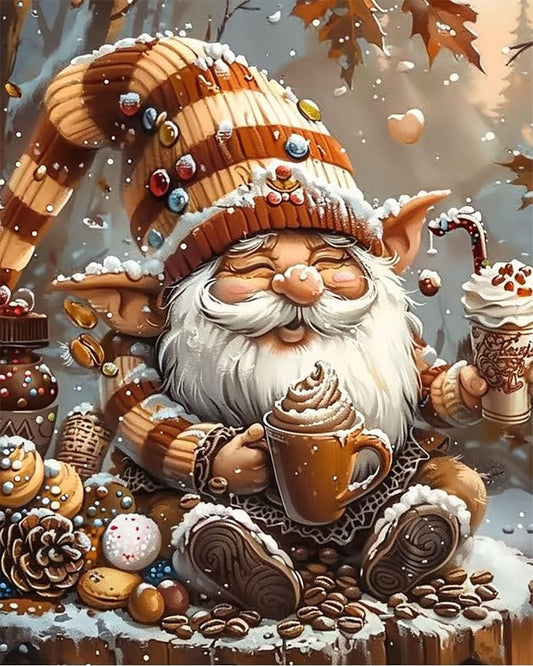 Santa gnome Paint by Numbers Winter Snow Forest DIY Painting by Number on Canvas Christmas gnome Painting by Numbers for Adults and Beginner Holiday Thanksgiving Day Decor 16x20 Inch（with Frame） - color: Artwork 07, size: 16''x20''(DIY frame)