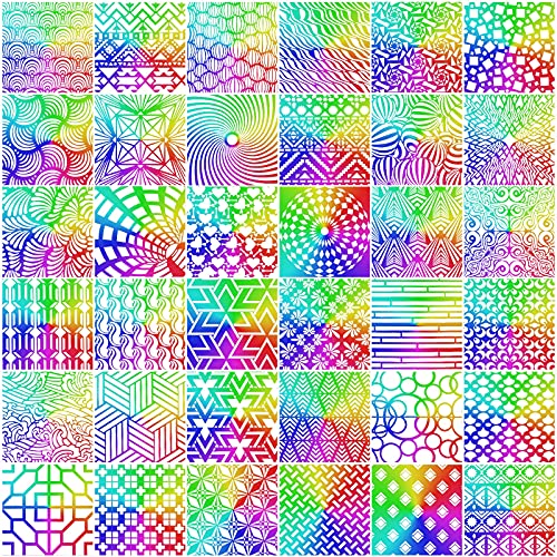 36 Pack Geometric Painting Stencils Set, Reusable Mandala Templates Drawing Layering Stencils for Crafts Painting on Wood Furniture Fabric Rock Art Scrapbooking Journal DIY(6 x 6 Inches) - size: 6 x 6 Inches