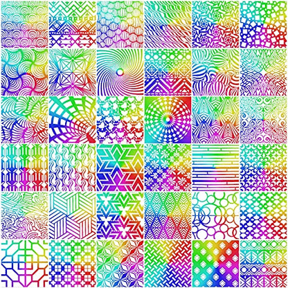 36 Pack Geometric Painting Stencils Set, Reusable Mandala Templates Drawing Layering Stencils for Crafts Painting on Wood Furniture Fabric Rock Art Scrapbooking Journal DIY(6 x 6 Inches) - size: 6 x 6 Inches