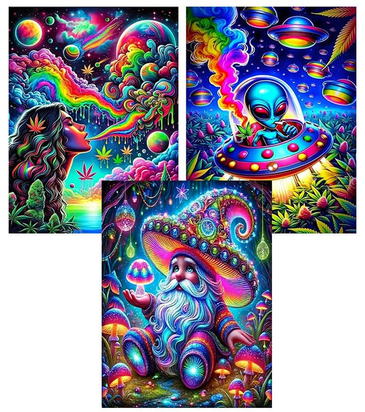 EIBEILI 3 Pack Diamond Art Kits for Adults,Diamond Painting for Wall Decor | 5D Round Diamond Painting Kit - Sparkling Full Drill Design for Home Decor,Holiday Gifting,And Relaxing Crafting 12x16inch - color: DP01208