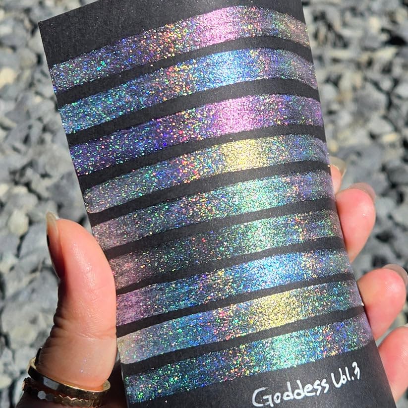 IUILE Handmade Watercolor Paints - Goddess Vol. 3 Dot Card (9 colors). Super Shift, Holographic, Metallic, Shiny, Shimmer - color: Goddess Vol. 3 Dot