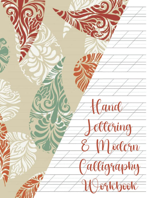 Hand Lettering & Modern Calligraphy Workbook: Practice Paper with Slanted Angle Guidelines for Beginners and Lettering Artists practicing Modern Hand ... Calligraphy Orange and Green Paisley pattern