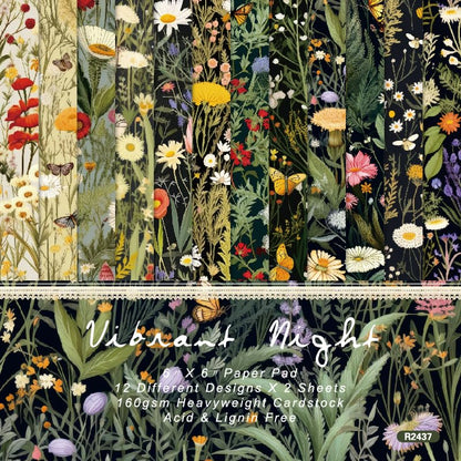 Scrapbook Paper Pad & Scrapbooking Supplies - Single Sided Junk Journal Kit, 160gsm Craft Paper for Photo Albums, Picture Art Collage, 6x6 Inch, 24 Sheets (Nocturne) - color: Nocturne