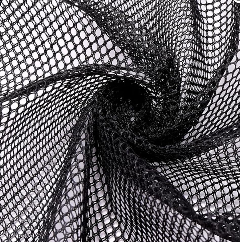 Black Polyester Mesh Fabric 29 x 59 Inch Slight Stretch Netting Cloth for Backpack Pockets, Straps, Shopping Bags, DIY Clothes & Crafts