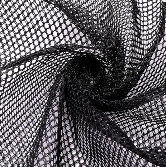Black Polyester Mesh Fabric 29 x 59 Inch Slight Stretch Netting Cloth for Backpack Pockets, Straps, Shopping Bags, DIY Clothes & Crafts