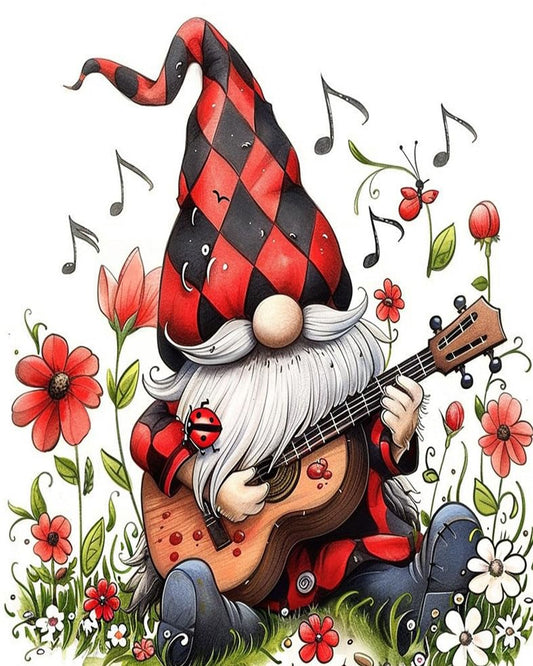 Gnome Play The Guitar Paint by Numbers for Adults Beginners Christmas Decoration DIY Acrylic Paint by Numbers Kits on Canvas Flowers Paintwork Music Artwork for Home Decor 16x20inch(DIY Frame) - color: Artwork 02, size: 16''x20''(DIY frame)