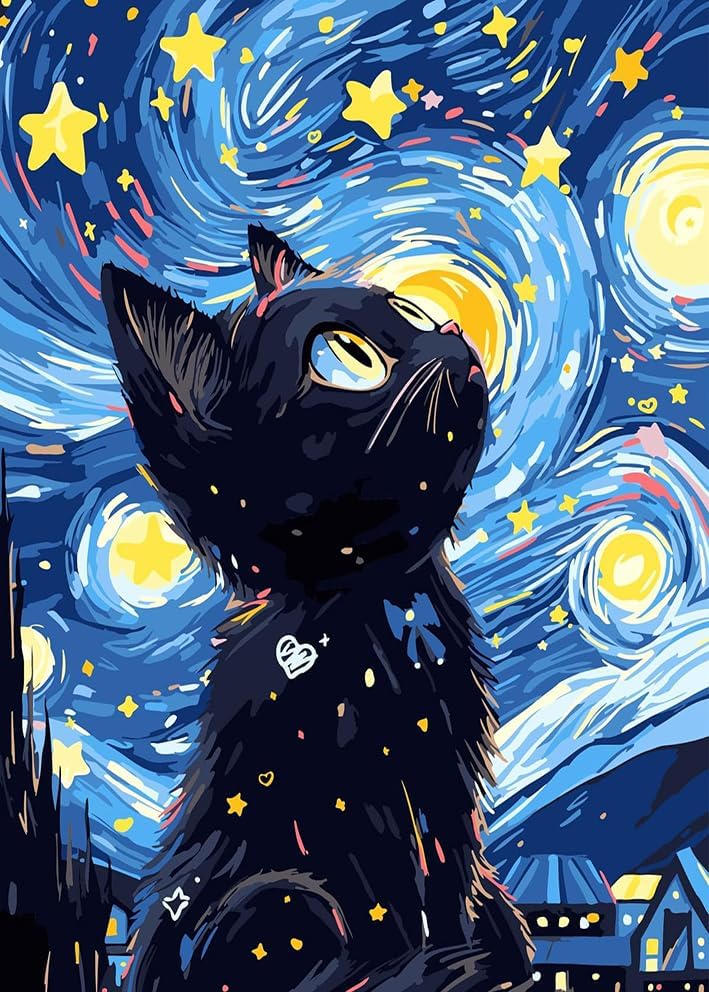 RYMILIE Cat Diamond Art Kits for Adults Diamond Painting Kit 12x16in - color: RM-ZSH-129