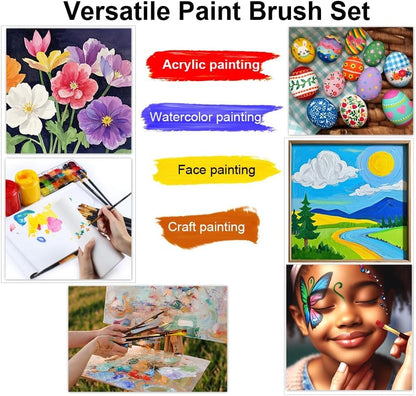 Transon Artist Paint Brush Set of 12 for Acrylic Watercolor Gouache Oil Craft Painting Pink - color: 12 Pcs Pink