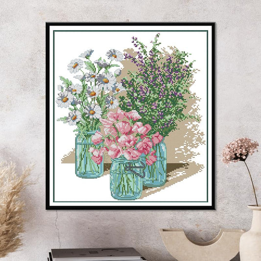 CROSSDECOR Stamped Cross Stitch Set for Adults 14CT Counted Cross Stitch Kit for Beginners DIY Embroidery Kits for Entrance Livingroom Bedroom Decoration - color: 14CT-13×14 inch