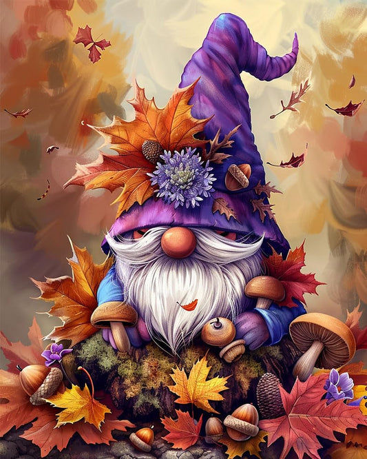 Harvest Gnome Paint by Numbers for Adults - Falling Leaves and Mushrooms, Thanksgiving Decor Kit with Frame, 16x20 Inch - color: Artwork 06, size: 16''x20''(DIY frame)