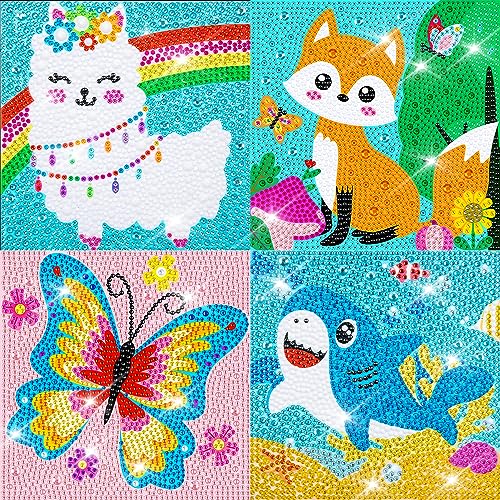 Labeol Diamond Art Kits for Kids Crafts for Girls Ages 6-8-10-12 Easy to DIY Creative Diamond Art Sticker Craft by Numbers Kits for Kids and Adult Beginners (4 Pack Dream) - style: 4 pack Dream