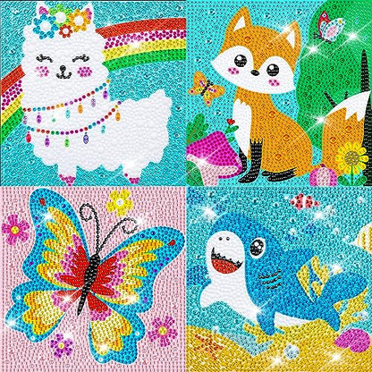 Labeol Diamond Art Kits for Kids Crafts for Girls Ages 6-8-10-12 Easy to DIY Creative Diamond Art Sticker Craft by Numbers Kits for Kids and Adult Beginners (4 Pack Dream) - style: 4 pack Dream