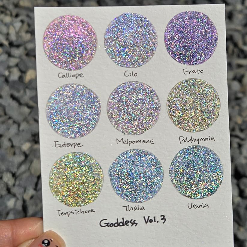IUILE Handmade Watercolor Paints - Goddess Vol. 3 Dot Card (9 colors). Super Shift, Holographic, Metallic, Shiny, Shimmer - color: Goddess Vol. 3 Dot