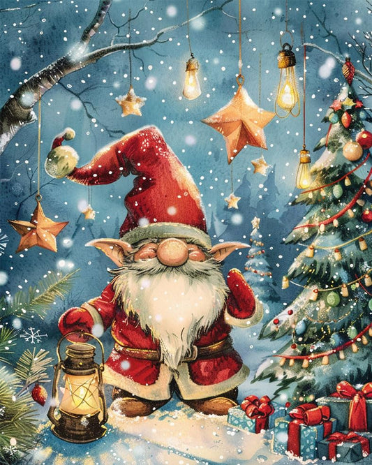 Santa Claus gnome Paint by Number Kits 16 x 20 inch Canvas Christmas Decor DIY Painting for Adults Beginners Christmas Eve Paint by Numbers with Brushes Acrylic Pigment for Home Decor(with Frame) - color: Artwork 05, size: 16''x20''(DIY frame)