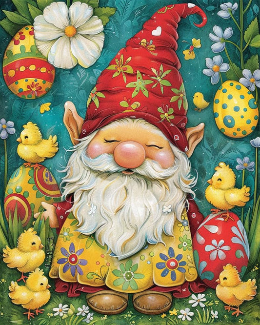 Colorful Gnome Painting Paint by Numbers Kits 16x20 inch Canvas Colorful Floral Pattern DIY Oil Painting for Kids, Adults Beginners with Brushes Acrylic Pigment Drawings Gift Easter (with Frame) - color: Artwork 03, size: 16''x20''(DIY frame)