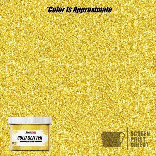 Rapid Cure® Gold Glitter Plastisol Ink - Screen Printing Ink, Gal. | Cures At 270°F Vs. Standard 320°F - Bold Opaque Color, Non-Phthalate, CPSIA Safe, USA Made - Gold Glitter