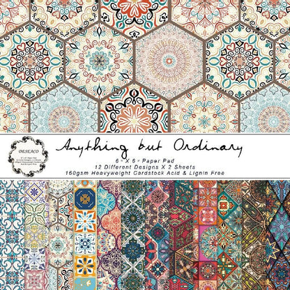 Groovy Boho Tribal Scrapbook Pad – 24 Bohemian Sheets for Scrapbooking, Junk Journals, Collage, Decoupage, Card Making & Mixed Media, 6x6 Single-Sided Craft Paper - color: 6x6 Boho