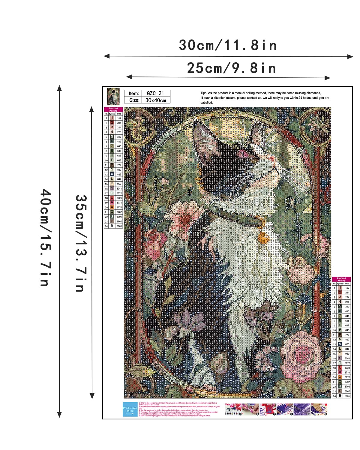 Black Cat Diamond Art Kits for Adults, Animal Flower Diamond Art 12X16 In - color: cat 03